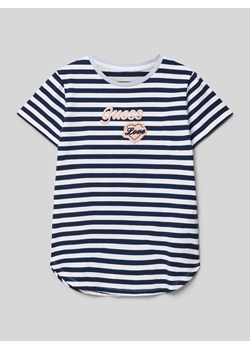 T-shirt ze wzorem w paski i haftem ze sklepu Peek&Cloppenburg  w kategorii Bluzki dziewczęce - zdjęcie 171032343