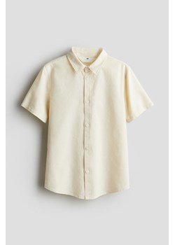 H & M - Bawełniana koszula z krótkim rękawem - Beżowy ze sklepu H&M w kategorii Koszule chłopięce - zdjęcie 171032920