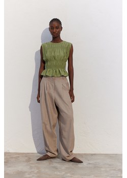 H & M - Elastycznie marszczony top - Zielony ze sklepu H&M w kategorii Bluzki damskie - zdjęcie 171032953