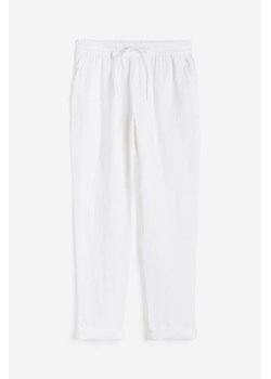 H & M - Lniane joggersy - Biały ze sklepu H&M w kategorii Spodnie damskie - zdjęcie 171032961