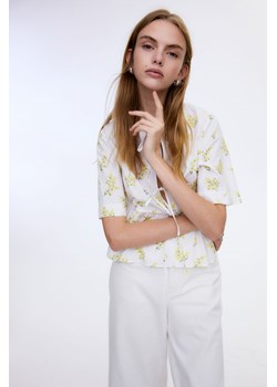 H & M - Popelinowa bluzka z wiązaniami - Biały ze sklepu H&M w kategorii Bluzki damskie - zdjęcie 171032971