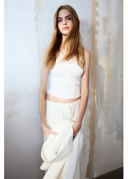 H & M - Dzianinowy top na ramiączkach - Biały ze sklepu H&M w kategorii Bluzki damskie - zdjęcie 171032980