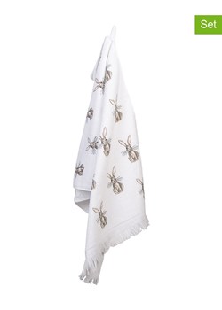 Clayre &amp; Eef Ręczniki (3 szt.) w kolorze biało-brązowym dla gości - 66 x 40 cm ze sklepu Limango Polska w kategorii Ręczniki - zdjęcie 171039773