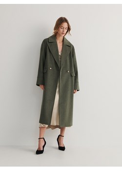 Reserved - Dwurzędowy płaszcz z dodatkiem wełny - jasnozielony ze sklepu Reserved w kategorii Płaszcze damskie - zdjęcie 171046003
