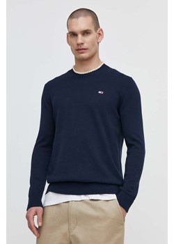 Tommy Jeans sweter bawełniany kolor granatowy ze sklepu ANSWEAR.com w kategorii Swetry męskie - zdjęcie 171046870