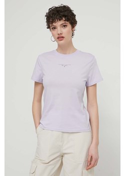 Tommy Jeans t-shirt bawełniany damski kolor fioletowy ze sklepu ANSWEAR.com w kategorii Bluzki damskie - zdjęcie 171046892