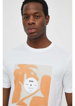 BOSS t-shirt bawełniany męski kolor beżowy z nadrukiem 50512132 ze sklepu ANSWEAR.com w kategorii T-shirty męskie - zdjęcie 171046911