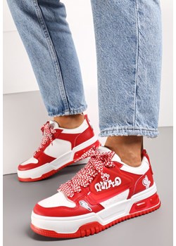Czerwone Sznurowane Sneakersy na Niskiej Platformie Ozdobione Naszywkami Pixila ze sklepu renee.pl w kategorii Buty sportowe damskie - zdjęcie 171094634