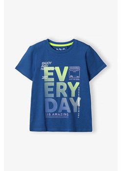 Niebieski t-shirt dla chłopca bawełniany z napisem- Everyday ze sklepu 5.10.15 w kategorii T-shirty chłopięce - zdjęcie 171146714
