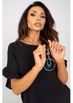 Czarna bluzka oversize z falbankami przy rękawach ze sklepu 5.10.15 w kategorii Bluzki damskie - zdjęcie 171146721