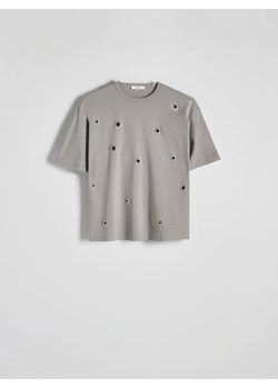 Reserved - T-shirt oversize z okuciami - jasnoszary ze sklepu Reserved w kategorii Bluzki damskie - zdjęcie 171148593