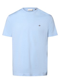 Gant T-shirt męski Mężczyźni Bawełna jasnoniebieski jednolity ze sklepu vangraaf w kategorii T-shirty męskie - zdjęcie 171148993