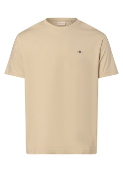 Gant T-shirt męski Mężczyźni Bawełna beżowy jednolity ze sklepu vangraaf w kategorii T-shirty męskie - zdjęcie 171148994