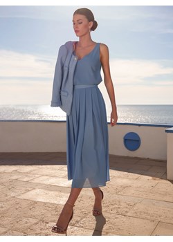 Niebieska elegancka spódnica z zakładkami midi L'AF Taliana ze sklepu Eye For Fashion w kategorii Spódnice - zdjęcie 171150244