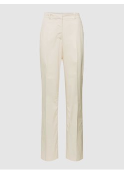 Spodnie o kroju slim fit z zakładkami w pasie i wyhaftowanym logo ze sklepu Peek&Cloppenburg  w kategorii Spodnie damskie - zdjęcie 171153543