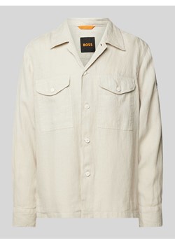 Kurtka koszulowa z lnu z kieszeniami na piersi ze sklepu Peek&Cloppenburg  w kategorii Kurtki męskie - zdjęcie 171154062