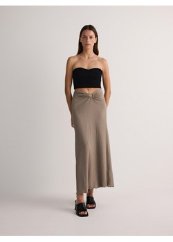 Reserved - Dzianinowa spódnica midi - beżowy ze sklepu Reserved w kategorii Spódnice - zdjęcie 171156081