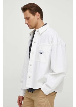 Calvin Klein Jeans kurtka jeansowa męska kolor biały przejściowa oversize J30J324869 ze sklepu ANSWEAR.com w kategorii Kurtki męskie - zdjęcie 171160590