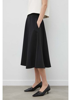 Theory spódnica kolor czarny midi rozkloszowana ze sklepu ANSWEAR.com w kategorii Spódnice - zdjęcie 171162300