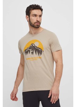 Fjallraven t-shirt bawełniany Nature męski kolor beżowy z nadrukiem F87053 ze sklepu ANSWEAR.com w kategorii T-shirty męskie - zdjęcie 171162611