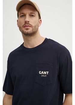 Gant t-shirt męski kolor granatowy z nadrukiem ze sklepu ANSWEAR.com w kategorii T-shirty męskie - zdjęcie 171162694