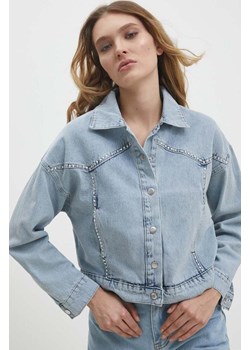 Answear Lab kurtka jeansowa damska kolor niebieski przejściowa oversize ze sklepu ANSWEAR.com w kategorii Kurtki damskie - zdjęcie 171162750