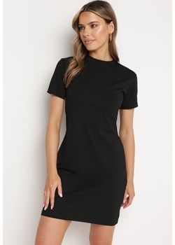 Czarna Bawełniana Sukienka T-shirtowa o Dopasowanym Kroju Maristar ze sklepu Born2be Odzież w kategorii Sukienki - zdjęcie 171166814