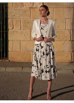 Rozkloszowana czarno-biała sukienka midi w kwiaty L'AF Maden ze sklepu Eye For Fashion w kategorii Sukienki - zdjęcie 171171443