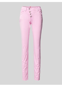 Spodnie o kroju slim fit z asymetryczną listwą guzikową model ‘Malibu’ ze sklepu Peek&Cloppenburg  w kategorii Spodnie damskie - zdjęcie 171173801