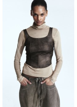 H & M - Powlekany top gorsetowy - Beżowy ze sklepu H&M w kategorii Bluzki damskie - zdjęcie 171174442