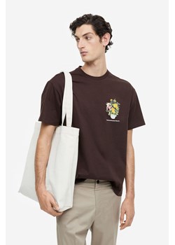 H & M - T-shirt z nadrukiem Relaxed Fit - Brązowy ze sklepu H&M w kategorii T-shirty męskie - zdjęcie 171174780