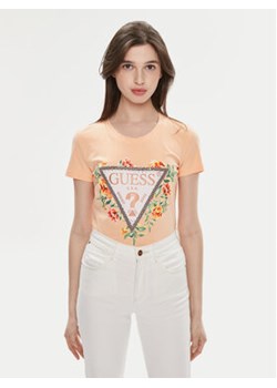Guess T-Shirt W4GI24 J1314 Koralowy Slim Fit ze sklepu MODIVO w kategorii Bluzki damskie - zdjęcie 171177794