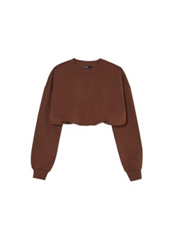Cropp - Brązowa bluza crop - brązowy ze sklepu Cropp w kategorii Bluzy damskie - zdjęcie 171184872