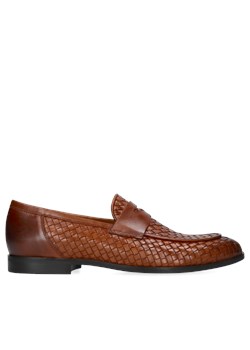 Męskie, brązowe loafersy ze skóry, kolekcja premium, Conhpol, CP6395-01 ze sklepu Konopka Shoes w kategorii Mokasyny męskie - zdjęcie 171187523