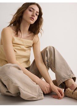 Reserved - Top na ramiączkach z bawełną - jasnożółty ze sklepu Reserved w kategorii Bluzki damskie - zdjęcie 171188143