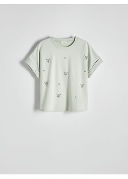 Reserved - T-shirt boxy z aplikacjami - jasnozielony ze sklepu Reserved w kategorii Bluzki damskie - zdjęcie 171188411