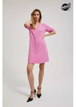 Sukienka z krótkimi rękawami różowa ze sklepu Moodo.pl w kategorii Sukienki - zdjęcie 171190111