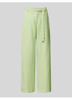 Spodnie lniane z wiązanym paskiem ze sklepu Peek&Cloppenburg  w kategorii Spodnie damskie - zdjęcie 171193161
