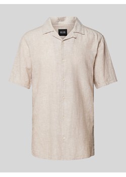 Koszula lniana o kroju slim fit z rękawem o dł. 1/2 model ‘CAIDEN’ ze sklepu Peek&Cloppenburg  w kategorii Koszule męskie - zdjęcie 171193164
