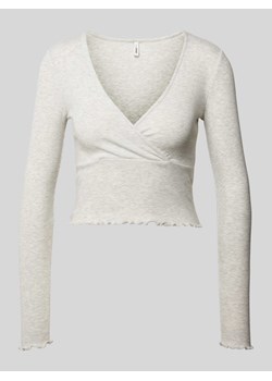Bluzka krótka w kopertowym stylu z długim rękawem model ‘LINA’ ze sklepu Peek&Cloppenburg  w kategorii Bluzki damskie - zdjęcie 171193390
