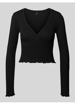 Bluzka krótka w kopertowym stylu z długim rękawem model ‘LINA’ ze sklepu Peek&Cloppenburg  w kategorii Bluzki damskie - zdjęcie 171193483