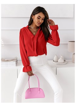 Elegancka bluzka z zakładkami - ELONA - czerwona ze sklepu magmac.pl w kategorii Bluzki damskie - zdjęcie 171195764