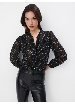 Mohito - Czarna bluzka z falbanami - czarny ze sklepu Mohito w kategorii Bluzki damskie - zdjęcie 171195800
