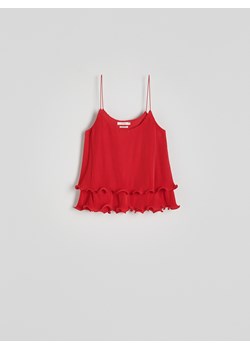 Reserved - Krótka plisowana bluzka - czerwony ze sklepu Reserved w kategorii Bluzki damskie - zdjęcie 171196514