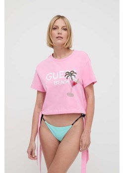 Guess t-shirt plażowy bawełniany kolor różowy E4GI03 I3Z14 ze sklepu ANSWEAR.com w kategorii Bluzki damskie - zdjęcie 171197373