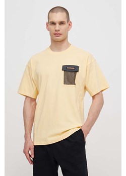Columbia t-shirt bawełniany Painted Peak męski kolor żółty z aplikacją 2074481 ze sklepu ANSWEAR.com w kategorii T-shirty męskie - zdjęcie 171197420