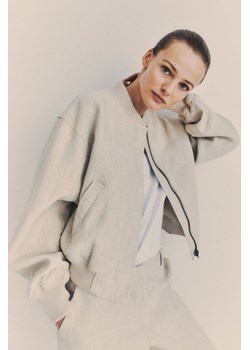 H & M - Lniana kurtka bomberka - Beżowy ze sklepu H&M w kategorii Kurtki damskie - zdjęcie 171197793