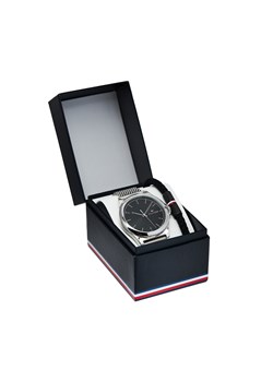 Zestaw zegarek i bransoletka Tommy Hilfiger Norris 2770158 Silver/Black ze sklepu eobuwie.pl w kategorii Zegarki - zdjęcie 171202463