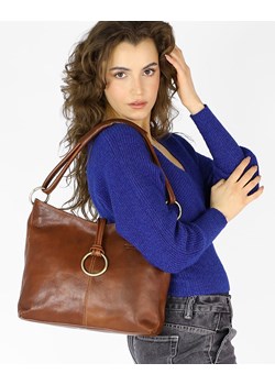 Klasyczna torba skórzana na ramię premium leather - MARCO MAZZINI brązowa ze sklepu Verostilo w kategorii Listonoszki - zdjęcie 171204090