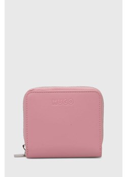 HUGO portfel damski kolor różowy ze sklepu ANSWEAR.com w kategorii Portfele damskie - zdjęcie 171204603